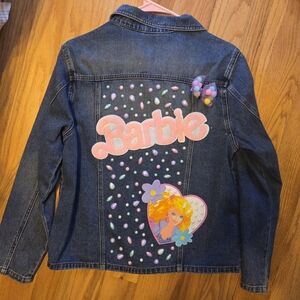 Womens Barbie Jean Jacket with Pink and Blue Embellishments